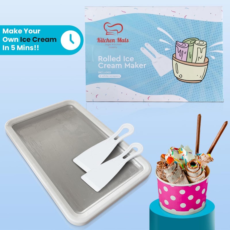 Jage Kitchen Supply صانع آيس كريم ملفوف كبير جداً (14"x10") - اصنع آيس كريم فوري مع العائلة - قم بلف آيس كريمك بنفسك - صينية لف الآيس كريم - Image 5